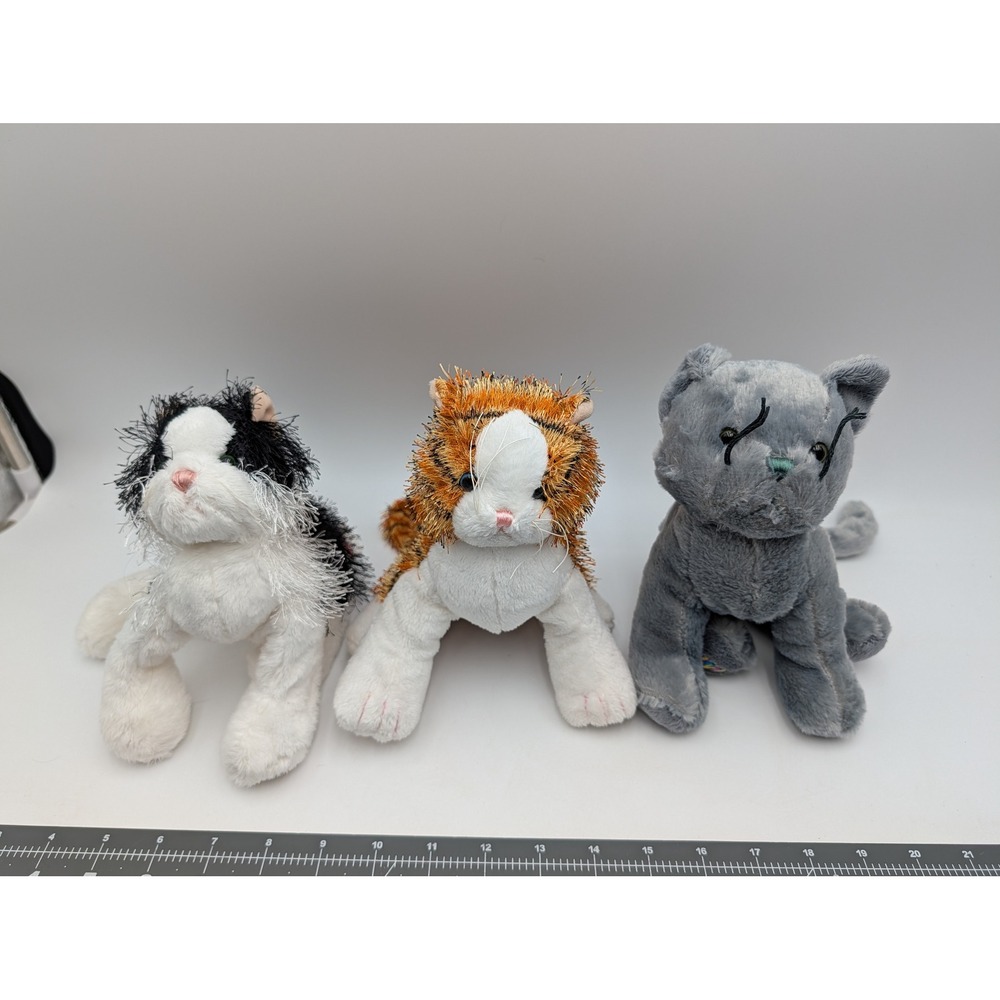Ganz Webkinz Cat Plush Lot Black White Striped Alley Charcoal HM016 HM042 HM152